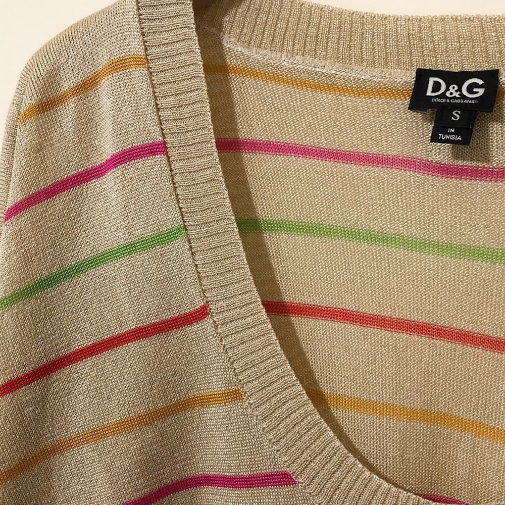 D&G Dolce Gabbana Stripe Metallic Thread Sweater S